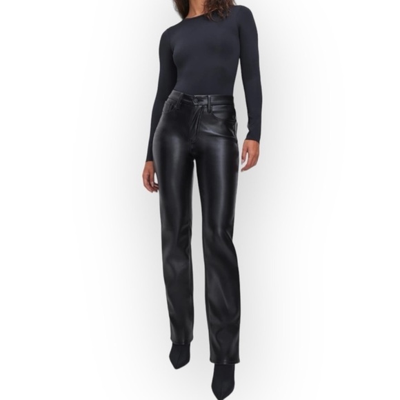 Good American women black leather Motorcycle pants Size 8/29